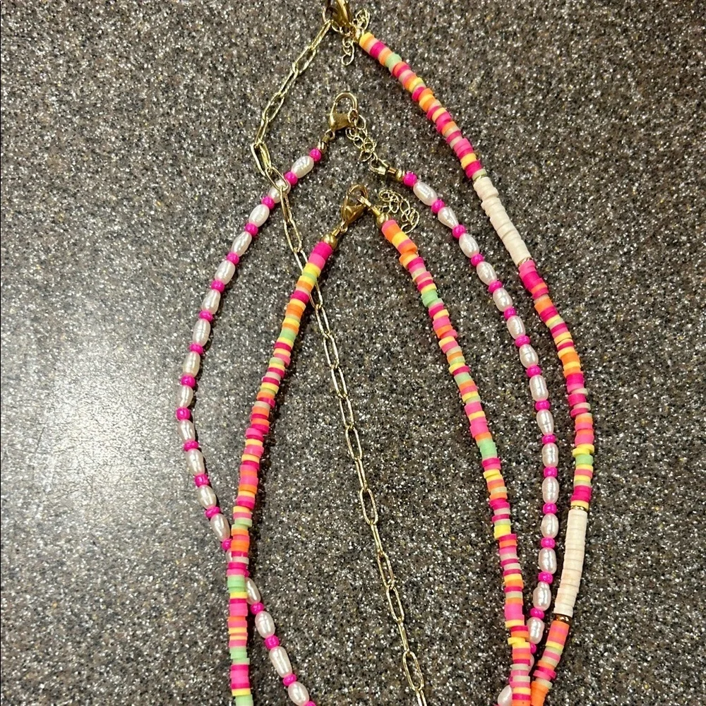 Colorful Beaded Necklace with Smiley Charm